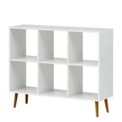 105x86x33 6 Fächer Regal In Weiß & Natur - Exilian