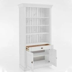 108x203x45 Landhaus Regal Mit 2 Türen & Schublade - Satumare I -Gosy-shop 108x203x45 landhaus regal mit 2 tueren schublade 4 faechern weiss kiefer satumare i 02