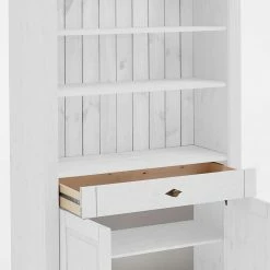 108x203x45 Landhaus Regal Mit 2 Türen & Schublade - Satumare I -Gosy-shop 108x203x45 landhaus regal mit 2 tueren schublade 4 faechern weiss kiefer satumare i 05