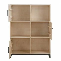 110x140x39 Schrank Mit 3 Türen & 3 Fächern - Pseino -Gosy-shop 110x140x39 schrank mit 3 tueren 3 faechern in kiefer white wash schwarz pseino 04