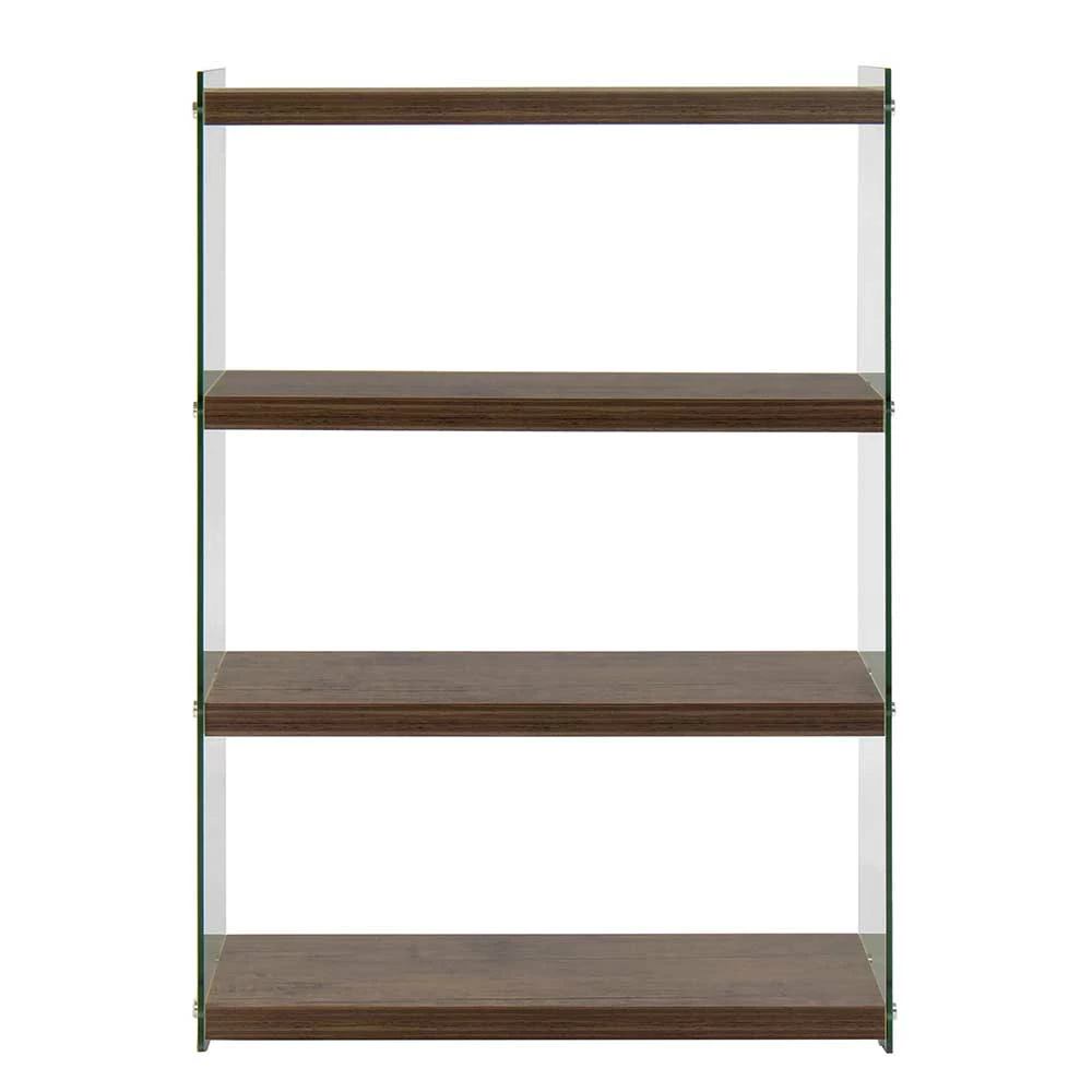 113 Cm Hohes Regal In Nussbaum & Transparent - Wexford 2 113 Cm Hohes Regal In Nussbaum & Transparent - Wexford – Bild 2