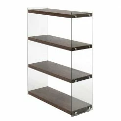 113 Cm Hohes Regal In Nussbaum & Transparent - Wexford