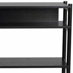 140x81x36 Schwarzes Regal Mit Vier Fächern - Erlin -Gosy-shop 140x81x36 schwarzes regal mit vier faechern aus mdf eiche furnier erlin 03