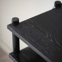 140x81x36 Schwarzes Regal Mit Vier Fächern - Erlin -Gosy-shop 140x81x36 schwarzes regal mit vier faechern aus mdf eiche furnier erlin 04