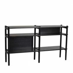 140x81x36 Schwarzes Regal Mit Vier Fächern - Erlin