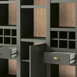 147cm Breites Landhaus Regal In Graugrün - Eylan -Gosy-shop 147cm breites landhaus regal in graugruen und wildeiche mit viel stauraum eylan 05