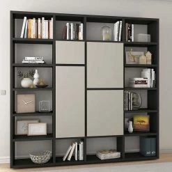 227 Cm Breite Regalwand In Schwarzbraun - Seletana