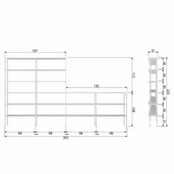 392 Cm Breites Stahl & Holz Regal System In Weiß - Leyma -Gosy-shop 392 cm breites stahl holz regal system in weiss lackiert leyma 05