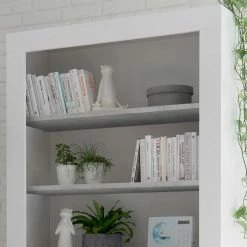 4 Fächer Standregal Mit 2 Türen - Niris -Gosy-shop 4 faecher standregal mit 2 tueren in weiss hochglanz beton dekor niris 03