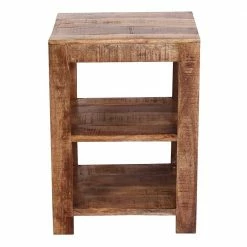 44x60x44 Holz Regal Mit Zwei Fächern - Olmedo -Gosy-shop 44x60x44 holz regal mit zwei faechern aus mangobaum massivholz olmedo 02