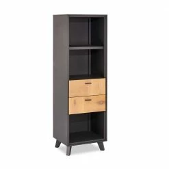 Gosy-shop -Gosy-shop 52x168x43 regal in grau eiche bianco mit 3 faechern 2 schubladen hopiz 01