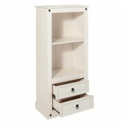 65x140x38 Landhausregal In Weiß - Henvic -Gosy-shop 65x140x38 landhausregal in weiss mit 2 faechern schubladen henvic 03