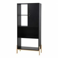 73x154x44 Regal In Schwarz & Pinie - Montpa