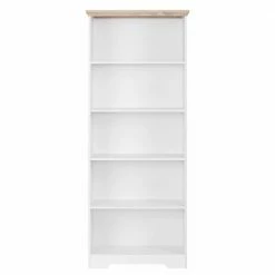 75x180x30 Bücher Regal Mit Fünf Fächern - Akedra -Gosy-shop 75x180x30 buecher regal mit fuenf faechern in weiss eichefarben akedra 03