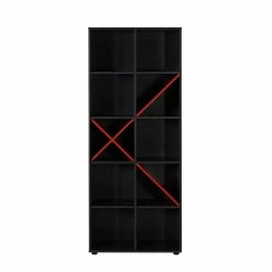 75x188x30 Cm Modernes Regal In Anthrazit & Rot - Gracelina 11 75x188x30 Cm Modernes Regal In Anthrazit & Rot - Gracelina -Gosy-shop 75x188x30 cm modernes regal in anthrazit rot 15 faecher gracelina 05