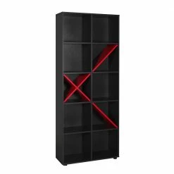 75x188x30 Cm Modernes Regal In Anthrazit & Rot - Gracelina