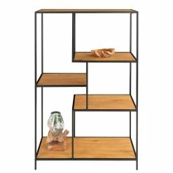 80x120x36 Modernes Regal Mit Fünf Fächern - Lido -Gosy-shop 80x120x36 modernes regal mit fuenf faechern in eiche dekor schwarz lido 02