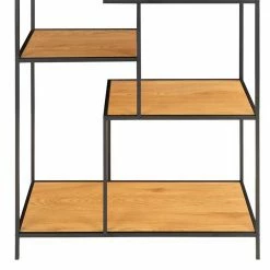 80x120x36 Modernes Regal Mit Fünf Fächern - Lido -Gosy-shop 80x120x36 modernes regal mit fuenf faechern in eiche dekor schwarz lido 03