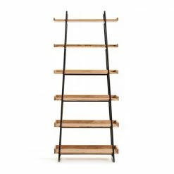 80x135x35 Design Regal Mit Sechs Böden - Fable -Gosy-shop 80x135x35 design regal mit sechs boeden aus akazie stahlrahmen schwarz fable 02