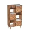 80x145x35 Regal Mit Türen Aus Holz & Marmor - Enjiva -Gosy-shop 80x145x35 regal mit tueren aus holz marmor 6 faecher 3 tueren enjiva f