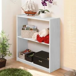 81x92x31 Kiefer Standregal In Weiß Lackiert - Muweja -Gosy-shop 81x92x31 kiefer standregal in weiss lackiert mit zwei faechern muweja 01