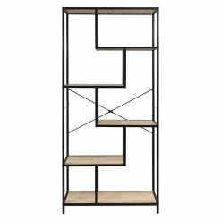 83x185x33 Offenes Designregal Mit Fünf Fächern - Cosimo -Gosy-shop 83x185x33 offenes designregal mit fuenf faechern aus metall spanplatte cosimo 02