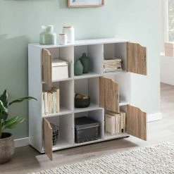 89x91x29 Regal Mit 5 Türen - Loppa -Gosy-shop 89x91x29 regal mit 5 tueren 4 faechern in weiss sonoma eiche loppa 02