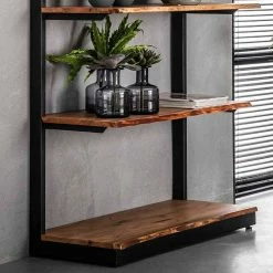 90x180x35 Regal Ohne Rückwand Aus Stahl & Massivholz - Matze -Gosy-shop 90x180x35 regal ohne rueckwand aus stahl massivholz in anthrazit akazie natur matze 02