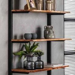 90x180x35 Regal Ohne Rückwand Aus Stahl & Massivholz - Matze -Gosy-shop 90x180x35 regal ohne rueckwand aus stahl massivholz in anthrazit akazie natur matze 03