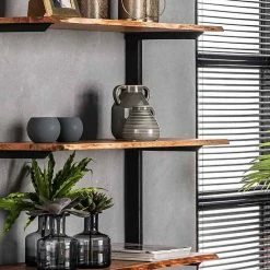 90x180x35 Regal Ohne Rückwand Aus Stahl & Massivholz - Matze -Gosy-shop 90x180x35 regal ohne rueckwand aus stahl massivholz in anthrazit akazie natur matze 05