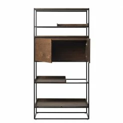 90x181x38 Offenes Regal Mit 2 Türfächern - Vaclinas -Gosy-shop 90x181x38 offenes regal mit 2 tuerfaechern 4 faechern in wildeiche schwarz vaclinas 02