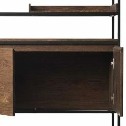 90x181x38 Offenes Regal Mit 2 Türfächern - Vaclinas -Gosy-shop 90x181x38 offenes regal mit 2 tuerfaechern 4 faechern in wildeiche schwarz vaclinas 05