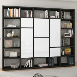 Breites Design Regal Emjana In Braun Und Weiß