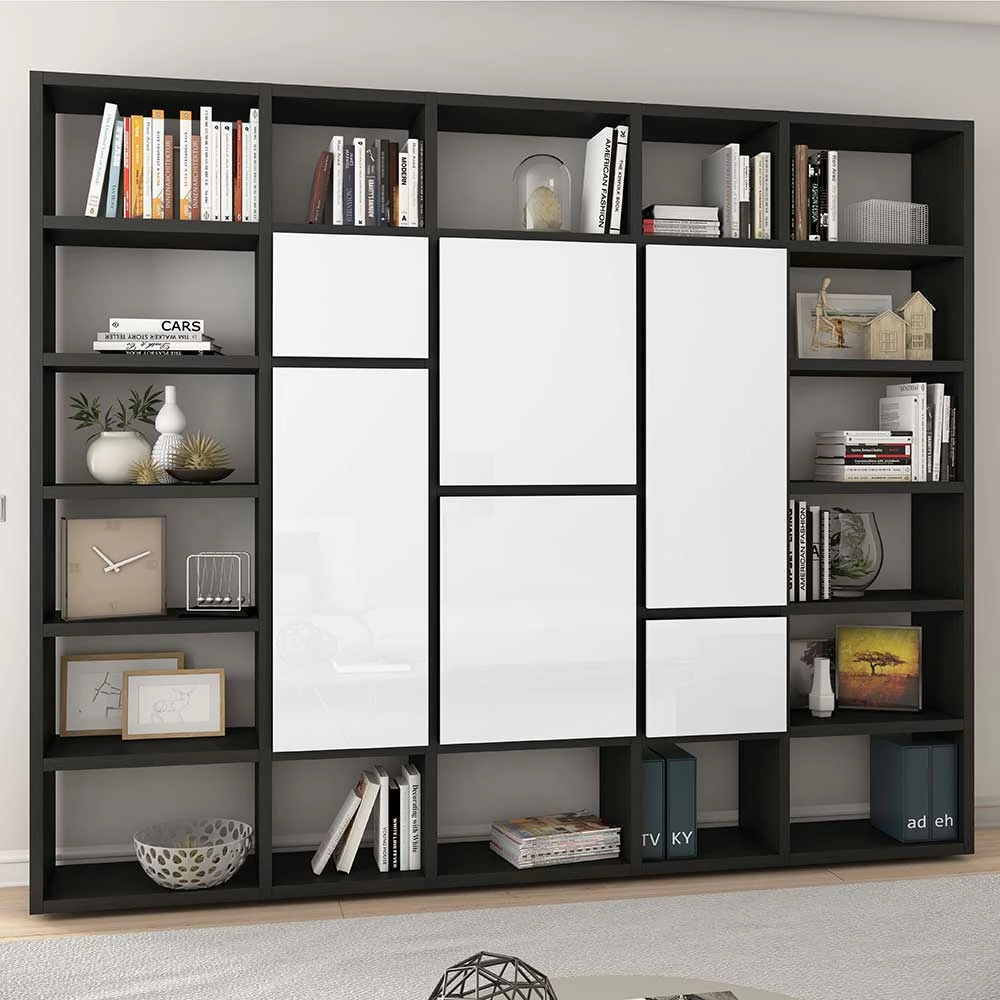 Breites Design Regal Emjana In Braun Und Weiß 1 Breites Design Regal Emjana In Braun Und Weiß