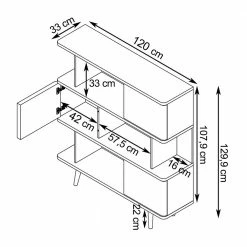 Design Scandi Standregal Mit 3 Türen - Jendren I -Gosy-shop design scandi standregal mit 3 tueren in weiss eiche dekor jendren i 04