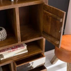 Design Vintage Standregal Southern Mit Drei Schubladen 180cm Hoch -Gosy-shop design vintage standregal drei schubladen 180cm hoch zwei tuerfaecher southern 05