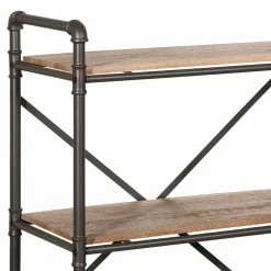 Factory Style Regal In Verwitterter Holz Optik - Nenvia -Gosy-shop factory style regal in verwitterter holz optik mit gestell aus eisenrohren nenvia 03