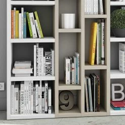 Gosy-shop -Gosy-shop helles regal mit 28 faechern in weiss hochglanz beige matt lucina 02