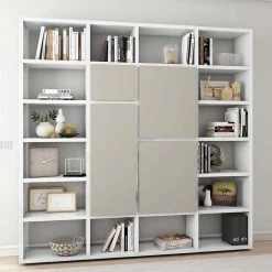 Hochglanz Esszimmerregal In Weiß & Beige - Rina