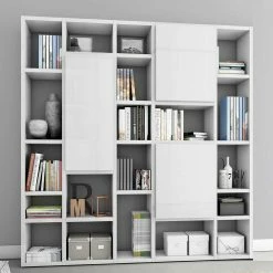 Hochwertige Regalwand In Hochglanz Weiß - Ciradello