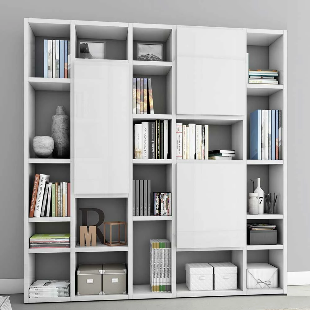 Hochwertige Regalwand In Hochglanz Weiß - Ciradello 1 Hochwertige Regalwand In Hochglanz Weiß - Ciradello