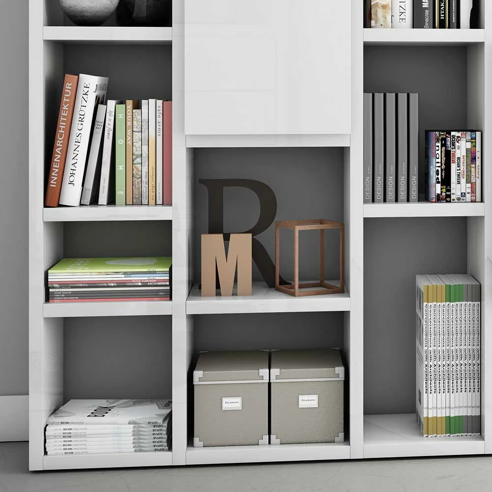 Hochwertige Regalwand In Hochglanz Weiß - Ciradello 2 Hochwertige Regalwand In Hochglanz Weiß - Ciradello – Bild 2