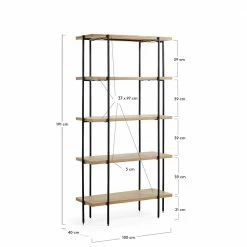 Holz & Metall Regal Mit 100 Cm Breite - Vuziro -Gosy-shop holz metall regal mit 100 cm breite 191 cm hoehe 40 cm tiefe vuziro 02