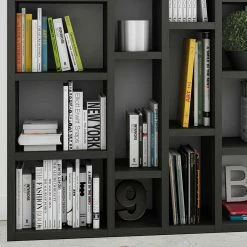 Holzdekor Standregal In Eiche Schwarzbraun - Frecona -Gosy-shop holzdekor standregal in eiche schwarzbraun mit 22 faechern frecona 02