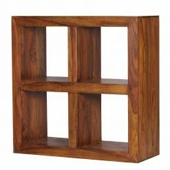 Holzregal Massiv Hoslo Quadratisches Design -Gosy-shop holzregal massiv quadratisches design sheesham holz klar lackiert hoslo 03