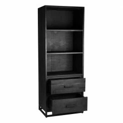 Industrial Regal In Schwarz Mit 2 Schubladen - Esturado -Gosy-shop industrial regal in schwarz mit 2 schubladen 3 faechern 70x185x45 esturado 03