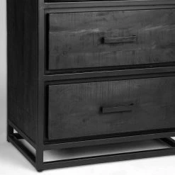 Industrial Regal In Schwarz Mit 2 Schubladen - Esturado -Gosy-shop industrial regal in schwarz mit 2 schubladen 3 faechern 70x185x45 esturado 04