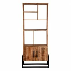 Industrial Regal Mit 6 Fächern & 2 Türen - Schanow -Gosy-shop industrial regal mit 6 faechern 2 tueren aus massivholz metall schanow 01