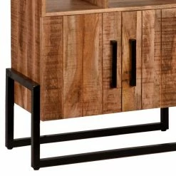 Industrial Regal Mit 6 Fächern & 2 Türen - Schanow -Gosy-shop industrial regal mit 6 faechern 2 tueren aus massivholz metall schanow 04