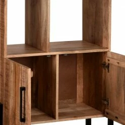 Industrial Regal Mit 6 Fächern & 2 Türen - Schanow -Gosy-shop industrial regal mit 6 faechern 2 tueren aus massivholz metall schanow 05